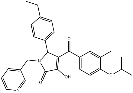 5-(4-ethylphenyl)-3-hydroxy-4-(4-isopropoxy-3-methylbenzoyl)-1-(pyridin-3-ylmethyl)-1H-pyrrol-2(5H)-one Struktur