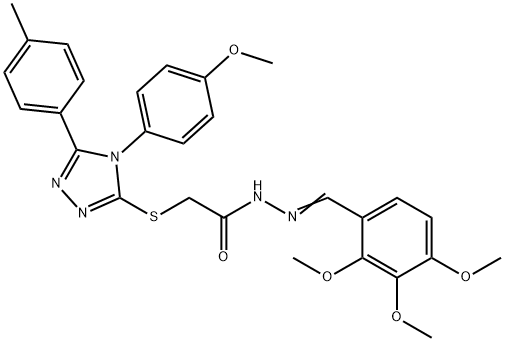 2-{[4-(4-methoxyphenyl)-5-(4-methylphenyl)-4H-1,2,4-triazol-3-yl]sulfanyl}-N'-[(E)-(2,3,4-trimethoxyphenyl)methylidene]acetohydrazide Struktur