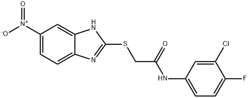 N-(3-chloro-4-fluorophenyl)-2-[(5-nitro-1H-benzimidazol-2-yl)sulfanyl]acetamide Struktur