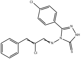 5-(4-chlorophenyl)-4-{[(2Z)-2-chloro-3-phenylprop-2-en-1-ylidene]amino}-4H-1,2,4-triazole-3-thiol Struktur