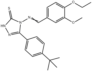 5-(4-tert-butylphenyl)-4-{[(E)-(4-ethoxy-3-methoxyphenyl)methylidene]amino}-4H-1,2,4-triazole-3-thiol Struktur