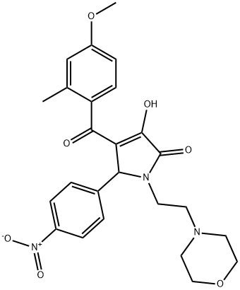 3-hydroxy-4-(4-methoxy-2-methylbenzoyl)-1-(2-morpholinoethyl)-5-(4-nitrophenyl)-1H-pyrrol-2(5H)-one Struktur