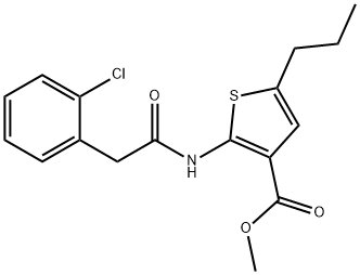 methyl 2-(2-(2-chlorophenyl)acetamido)-5-propylthiophene-3-carboxylate Struktur