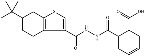 6-(2-(6-(tert-butyl)-4,5,6,7-tetrahydrobenzo[b]thiophene-3-carbonyl)hydrazinecarbonyl)cyclohex-3-enecarboxylic acid Struktur