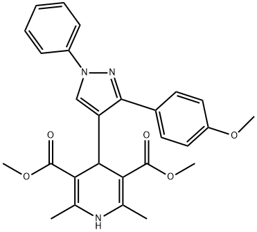 dimethyl 4-(3-(4-methoxyphenyl)-1-phenyl-1H-pyrazol-4-yl)-2,6-dimethyl-1,4-dihydropyridine-3,5-dicarboxylate Struktur