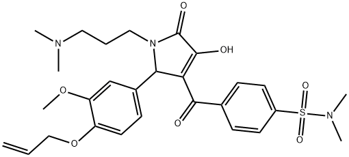 4-(2-(4-(allyloxy)-3-methoxyphenyl)-1-(3-(dimethylamino)propyl)-4-hydroxy-5-oxo-2,5-dihydro-1H-pyrrole-3-carbonyl)-N,N-dimethylbenzenesulfonamide Struktur