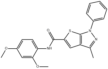 N-(2,4-dimethoxyphenyl)-3-methyl-1-phenyl-1H-thieno[2,3-c]pyrazole-5-carboxamide Struktur