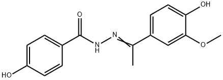 (E)-4-hydroxy-N'-(1-(4-hydroxy-3-methoxyphenyl)ethylidene)benzohydrazide Struktur