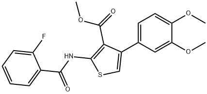 methyl 4-(3,4-dimethoxyphenyl)-2-(2-fluorobenzamido)thiophene-3-carboxylate Struktur