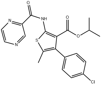 isopropyl 4-(4-chlorophenyl)-5-methyl-2-(pyrazine-2-carboxamido)thiophene-3-carboxylate Struktur