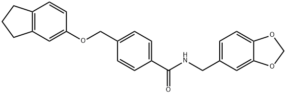 N-(1,3-benzodioxol-5-ylmethyl)-4-[(2,3-dihydro-1H-inden-5-yloxy)methyl]benzamide Struktur