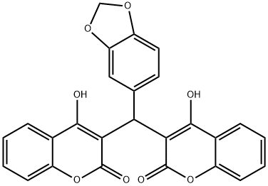 3,3'-(1,3-benzodioxol-5-ylmethanediyl)bis(4-hydroxy-2H-chromen-2-one) Struktur