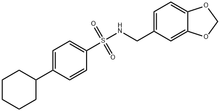 N-(1,3-benzodioxol-5-ylmethyl)-4-cyclohexylbenzenesulfonamide Struktur