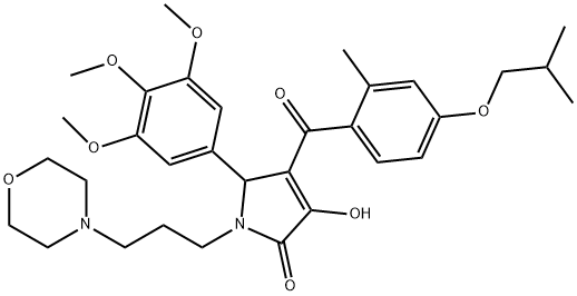 3-hydroxy-4-(4-isobutoxy-2-methylbenzoyl)-1-(3-morpholinopropyl)-5-(3,4,5-trimethoxyphenyl)-1H-pyrrol-2(5H)-one Struktur