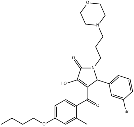 5-(3-bromophenyl)-4-(4-butoxy-2-methylbenzoyl)-3-hydroxy-1-(3-morpholinopropyl)-1H-pyrrol-2(5H)-one Struktur