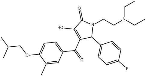 1-(2-(diethylamino)ethyl)-5-(4-fluorophenyl)-3-hydroxy-4-(4-isobutoxy-3-methylbenzoyl)-1H-pyrrol-2(5H)-one Struktur