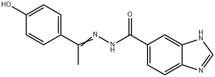 (Z)-N'-(1-(4-hydroxyphenyl)ethylidene)-1H-benzo[d]imidazole-6-carbohydrazide Struktur