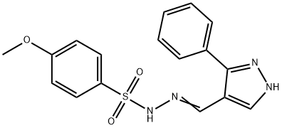 (Z)-4-methoxy-N'-((3-phenyl-1H-pyrazol-4-yl)methylene)benzenesulfonohydrazide Struktur