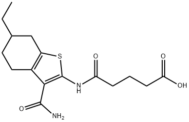 5-((3-carbamoyl-6-ethyl-4,5,6,7-tetrahydrobenzo[b]thiophen-2-yl)amino)-5-oxopentanoic acid Struktur