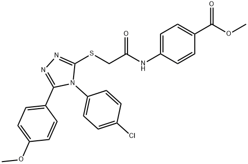 methyl 4-[({[4-(4-chlorophenyl)-5-(4-methoxyphenyl)-4H-1,2,4-triazol-3-yl]sulfanyl}acetyl)amino]benzoate Struktur