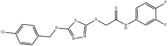 2-({5-[(4-chlorobenzyl)sulfanyl]-1,3,4-thiadiazol-2-yl}sulfanyl)-N-(3,4-difluorophenyl)acetamide Struktur