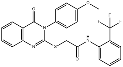 2-{[3-(4-methoxyphenyl)-4-oxo-3,4-dihydroquinazolin-2-yl]sulfanyl}-N-[2-(trifluoromethyl)phenyl]acetamide Struktur