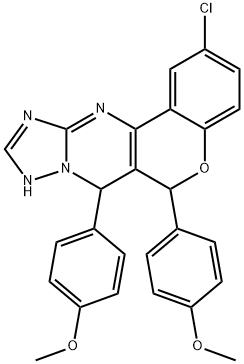 2-chloro-6,7-bis(4-methoxyphenyl)-7,9-dihydro-6H-chromeno[4,3-d][1,2,4]triazolo[1,5-a]pyrimidine Struktur