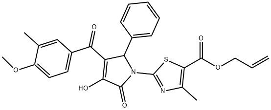 allyl 2-(3-hydroxy-4-(4-methoxy-3-methylbenzoyl)-2-oxo-5-phenyl-2,5-dihydro-1H-pyrrol-1-yl)-4-methylthiazole-5-carboxylate Struktur