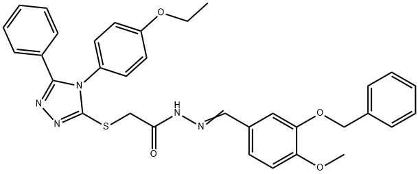 N'-{(E)-[3-(benzyloxy)-4-methoxyphenyl]methylidene}-2-{[4-(4-ethoxyphenyl)-5-phenyl-4H-1,2,4-triazol-3-yl]sulfanyl}acetohydrazide Struktur