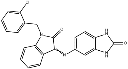 (E)-1-(2-chlorobenzyl)-3-((2-hydroxy-1H-benzo[d]imidazol-6-yl)imino)indolin-2-one Struktur