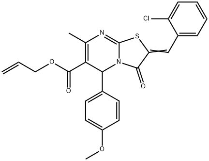 (E)-allyl 2-(2-chlorobenzylidene)-5-(4-methoxyphenyl)-7-methyl-3-oxo-3,5-dihydro-2H-thiazolo[3,2-a]pyrimidine-6-carboxylate Struktur