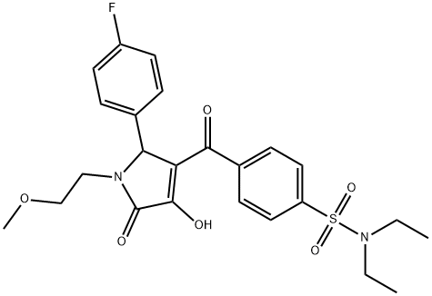 N,N-diethyl-4-(2-(4-fluorophenyl)-4-hydroxy-1-(2-methoxyethyl)-5-oxo-2,5-dihydro-1H-pyrrole-3-carbonyl)benzenesulfonamide Struktur