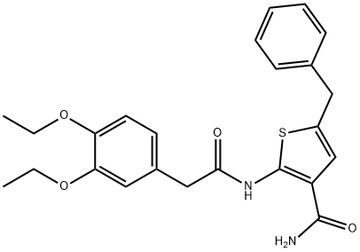 5-benzyl-2-{[(3,4-diethoxyphenyl)acetyl]amino}-3-thiophenecarboxamide Struktur