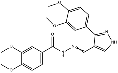 (Z)-N'-((3-(3,4-dimethoxyphenyl)-1H-pyrazol-4-yl)methylene)-3,4-dimethoxybenzohydrazide Struktur