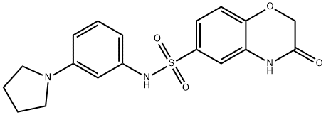 3-oxo-N-[3-(pyrrolidin-1-yl)phenyl]-3,4-dihydro-2H-1,4-benzoxazine-6-sulfonamide Struktur