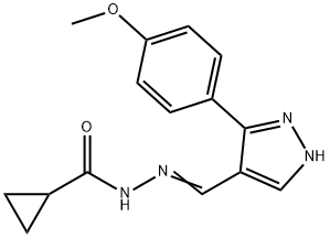 (Z)-N'-((3-(4-methoxyphenyl)-1H-pyrazol-4-yl)methylene)cyclopropanecarbohydrazide Struktur