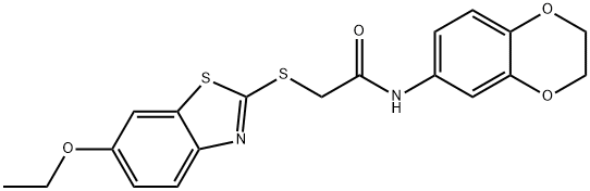 N-(2,3-dihydro-1,4-benzodioxin-6-yl)-2-[(6-ethoxy-1,3-benzothiazol-2-yl)sulfanyl]acetamide Struktur