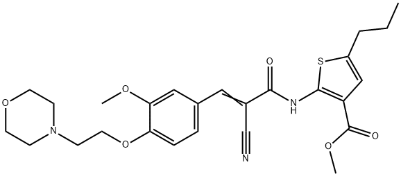 (E)-methyl 2-(2-cyano-3-(3-methoxy-4-(2-morpholinoethoxy)phenyl)acrylamido)-5-propylthiophene-3-carboxylate Struktur