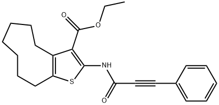 ethyl 2-(3-phenylpropiolamido)-5,6,7,8,9,10-hexahydro-4H-cyclonona[b]thiophene-3-carboxylate Struktur