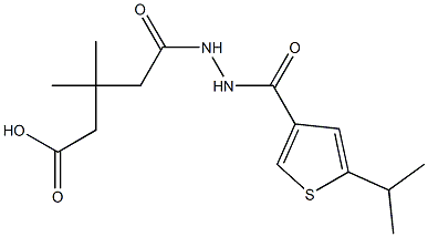 5-(2-(5-isopropylthiophene-3-carbonyl)hydrazinyl)-3,3-dimethyl-5-oxopentanoic acid Struktur