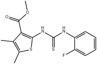 methyl 2-(3-(2-fluorophenyl)thioureido)-4,5-dimethylthiophene-3-carboxylate Struktur