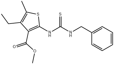 methyl 2-(3-benzylthioureido)-4-ethyl-5-methylthiophene-3-carboxylate Struktur