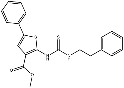 methyl 2-(3-phenethylthioureido)-5-phenylthiophene-3-carboxylate Struktur