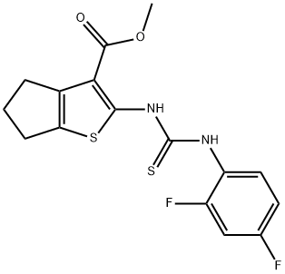 methyl 2-(3-(2,4-difluorophenyl)thioureido)-5,6-dihydro-4H-cyclopenta[b]thiophene-3-carboxylate Struktur