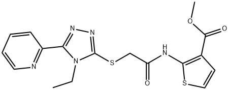 methyl 2-(2-((4-ethyl-5-(pyridin-2-yl)-4H-1,2,4-triazol-3-yl)thio)acetamido)thiophene-3-carboxylate Struktur