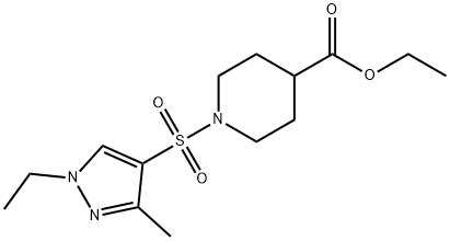 ethyl 1-((1-ethyl-3-methyl-1H-pyrazol-4-yl)sulfonyl)piperidine-4-carboxylate Struktur