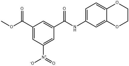 methyl 3-((2,3-dihydrobenzo[b][1,4]dioxin-6-yl)carbamoyl)-5-nitrobenzoate Struktur