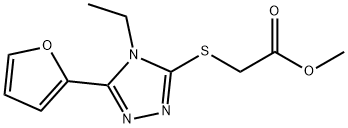 methyl 2-((4-ethyl-5-(furan-2-yl)-4H-1,2,4-triazol-3-yl)thio)acetate Struktur