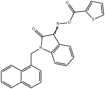 (Z)-1-(naphthalen-1-ylmethyl)-3-(((thiophene-2-carbonyl)oxy)imino)indolin-2-one Struktur