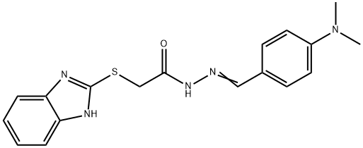 2-(1H-benzimidazol-2-ylsulfanyl)-N'-{(E)-[4-(dimethylamino)phenyl]methylidene}acetohydrazide Struktur